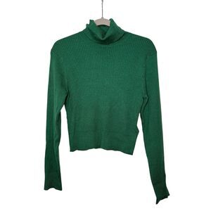 J.Crew Women’s Ribbed Turtleneck Sweater in Green Size Large NWT